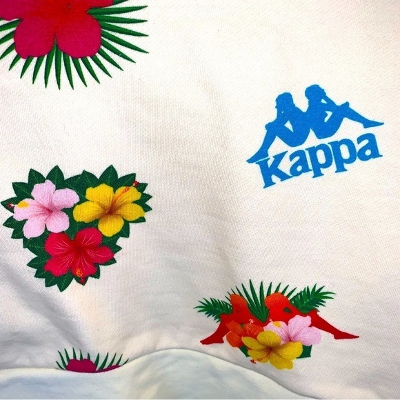 Kappa sz S Cropped Floral Hawaiian Orchid Logo Long Sleeve Sweatshirt Top - Picture 4 of 9